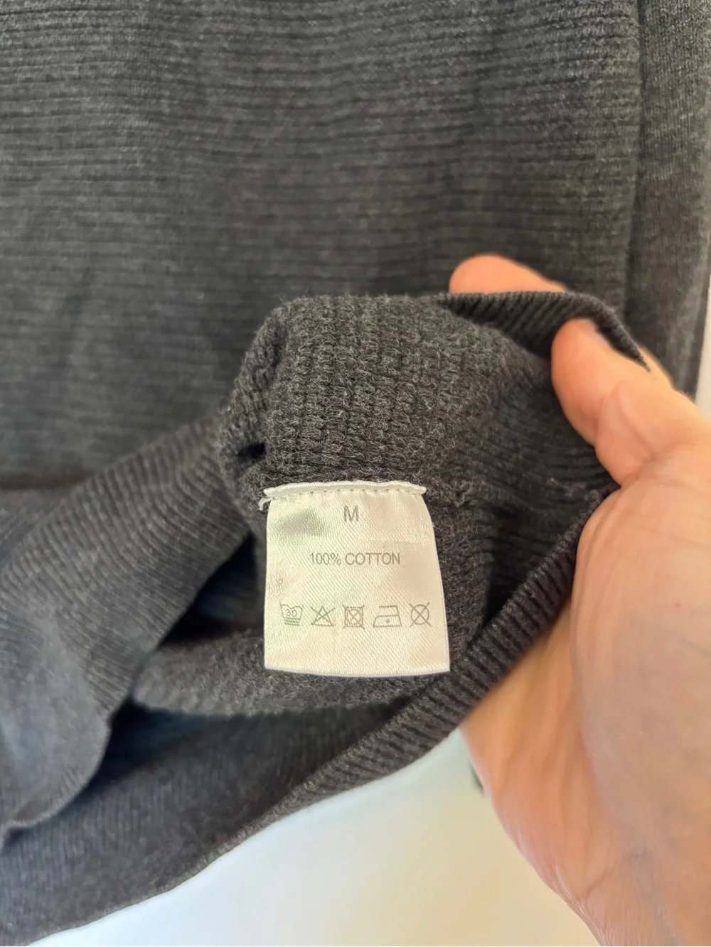Linea Minimalist Fisherman Sweater Size Medium Androgynous Crewneck Dark Gray - Picture 5 of 7